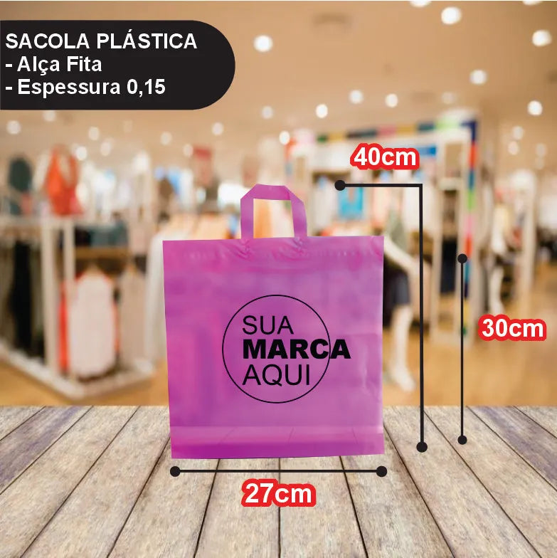 Sacolas Alsa Fita 27x40 | Kit 500 unid. | Frete Grátis + Alta Resistência