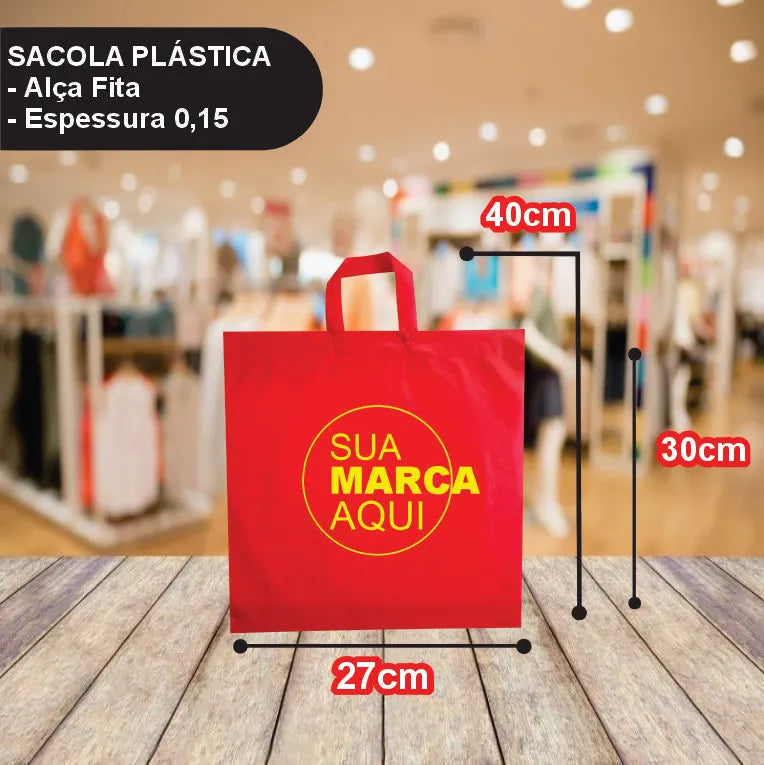 Sacolas Alsa Fita 27x40 | Kit 500 unid. | Frete Grátis + Alta Resistência