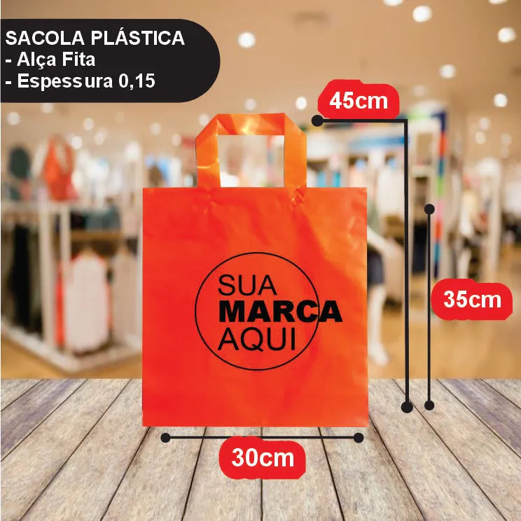 Sacolas Personalizadas 30x45 | Kit 250 unid. | Frete Grátis + Alta Resistência