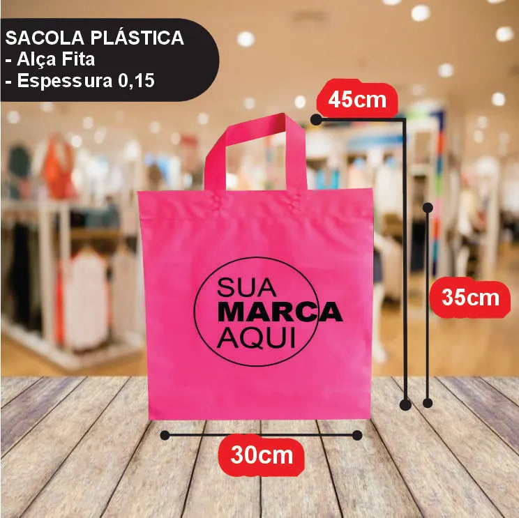 Sacolas Personalizadas 30x45 | Kit 250 unid. | Frete Grátis + Alta Resistência