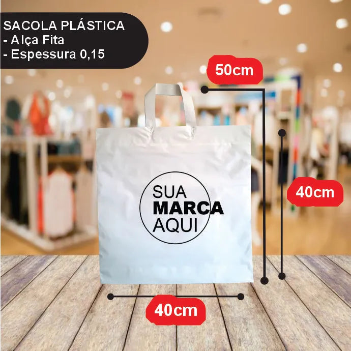 Sacolas Personalizadas 40x50 | Kit 100 unid. | Frete Grátis + Alta Resistência