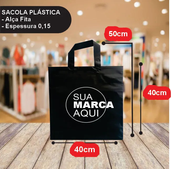 Sacolas Personalizadas 40x50 | Kit 100 unid. | Frete Grátis + Alta Resistência