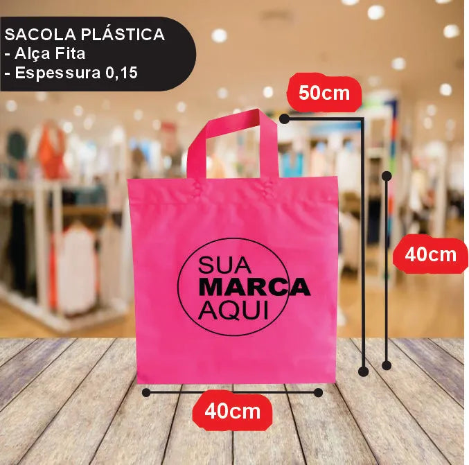 Sacolas Personalizadas 40x50 | Kit 100 unid. | Frete Grátis + Alta Resistência