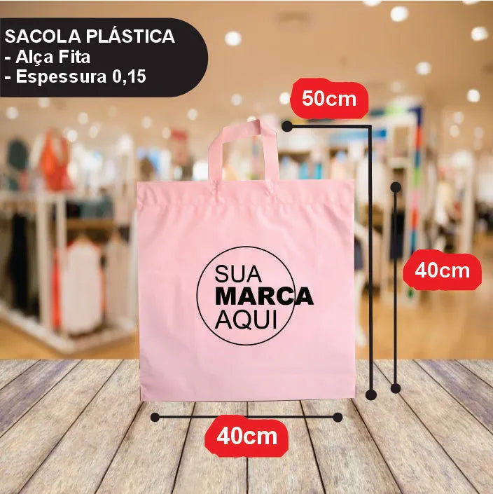 Sacolas Personalizadas 40x50 | Kit 100 unid. | Frete Grátis + Alta Resistência